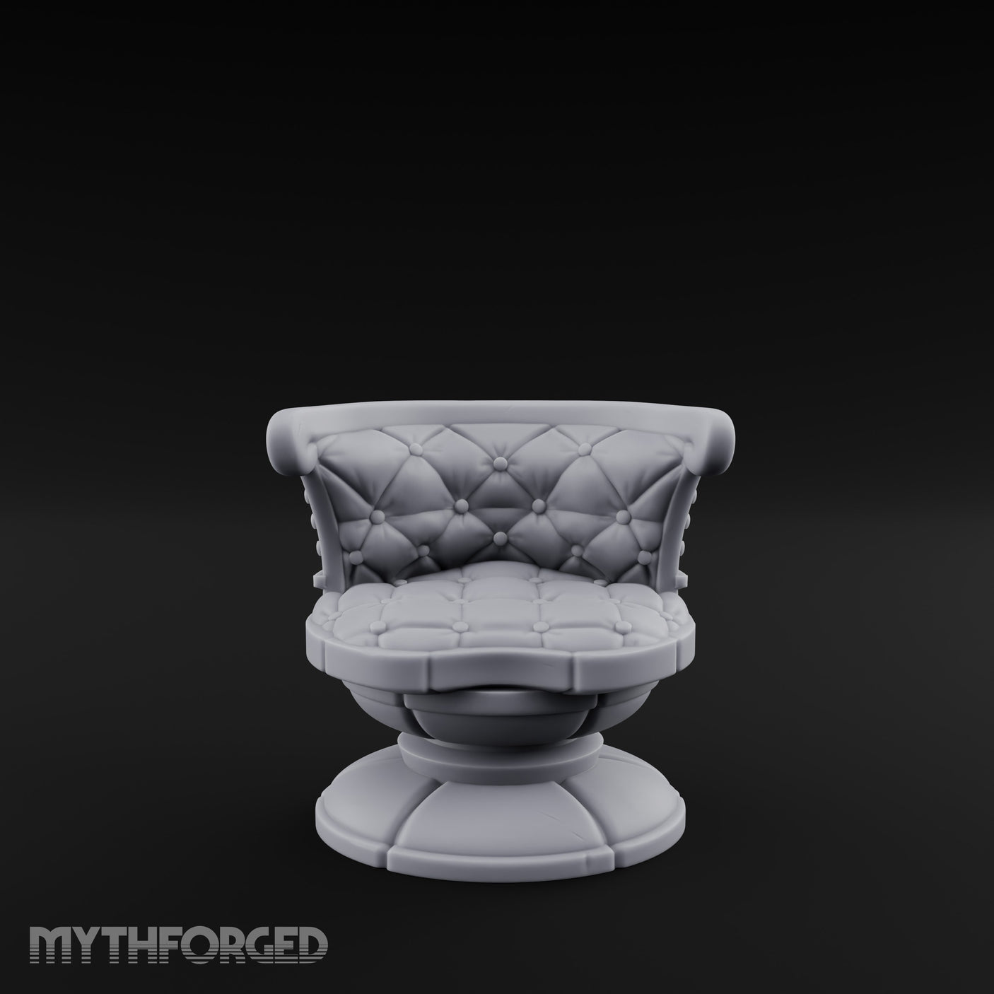 Button-Tufted Pedestal-Based Noble Swivel Chair Miniature for Dungeons and Dragons, Pathfinder or other TTRPGs