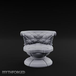 Button-Tufted Pedestal-Based Noble Swivel Chair Miniature for Dungeons and Dragons, Pathfinder or other TTRPGs
