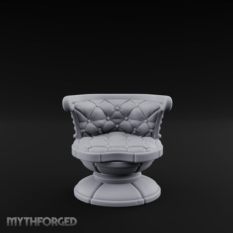 Button-Tufted Pedestal-Based Noble Swivel Chair Miniature for Dungeons and Dragons, Pathfinder or other TTRPGs