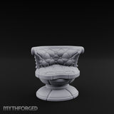 Button-Tufted Pedestal-Based Noble Swivel Chair Miniature for Dungeons and Dragons, Pathfinder or other TTRPGs