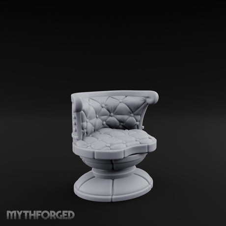 Button-Tufted Pedestal-Based Noble Swivel Chair Miniature for Dungeons and Dragons, Pathfinder or other TTRPGs