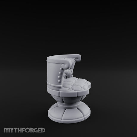 Button-Tufted Pedestal-Based Noble Swivel Chair Miniature for Dungeons and Dragons, Pathfinder or other TTRPGs