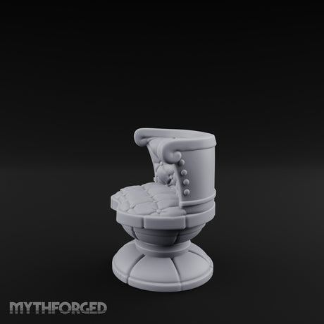Button-Tufted Pedestal-Based Noble Swivel Chair Miniature for Dungeons and Dragons, Pathfinder or other TTRPGs
