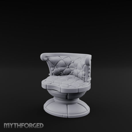 Button-Tufted Pedestal-Based Noble Swivel Chair Miniature for Dungeons and Dragons, Pathfinder or other TTRPGs