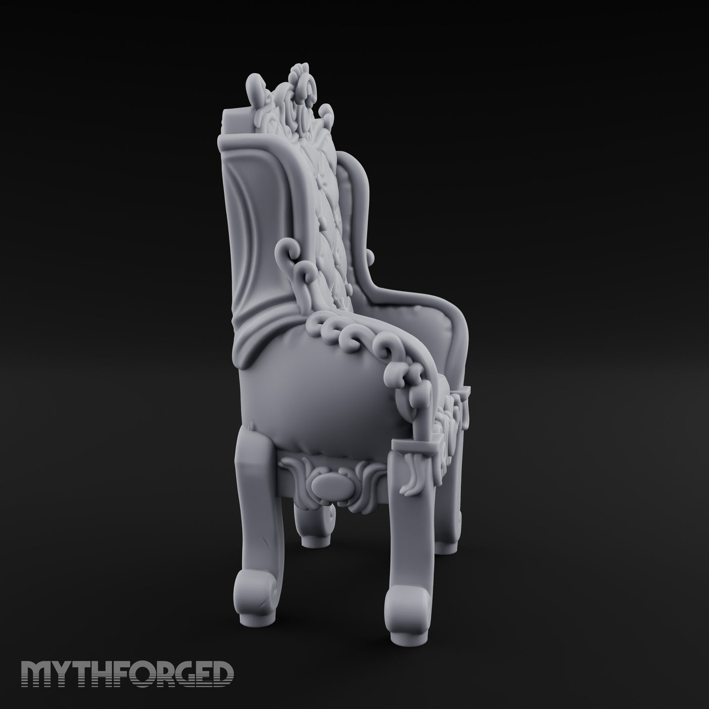 Button-Tufted Scroll-Carved Noble Armchair Miniature for Dungeons and Dragons, Pathfinder or other TTRPGs