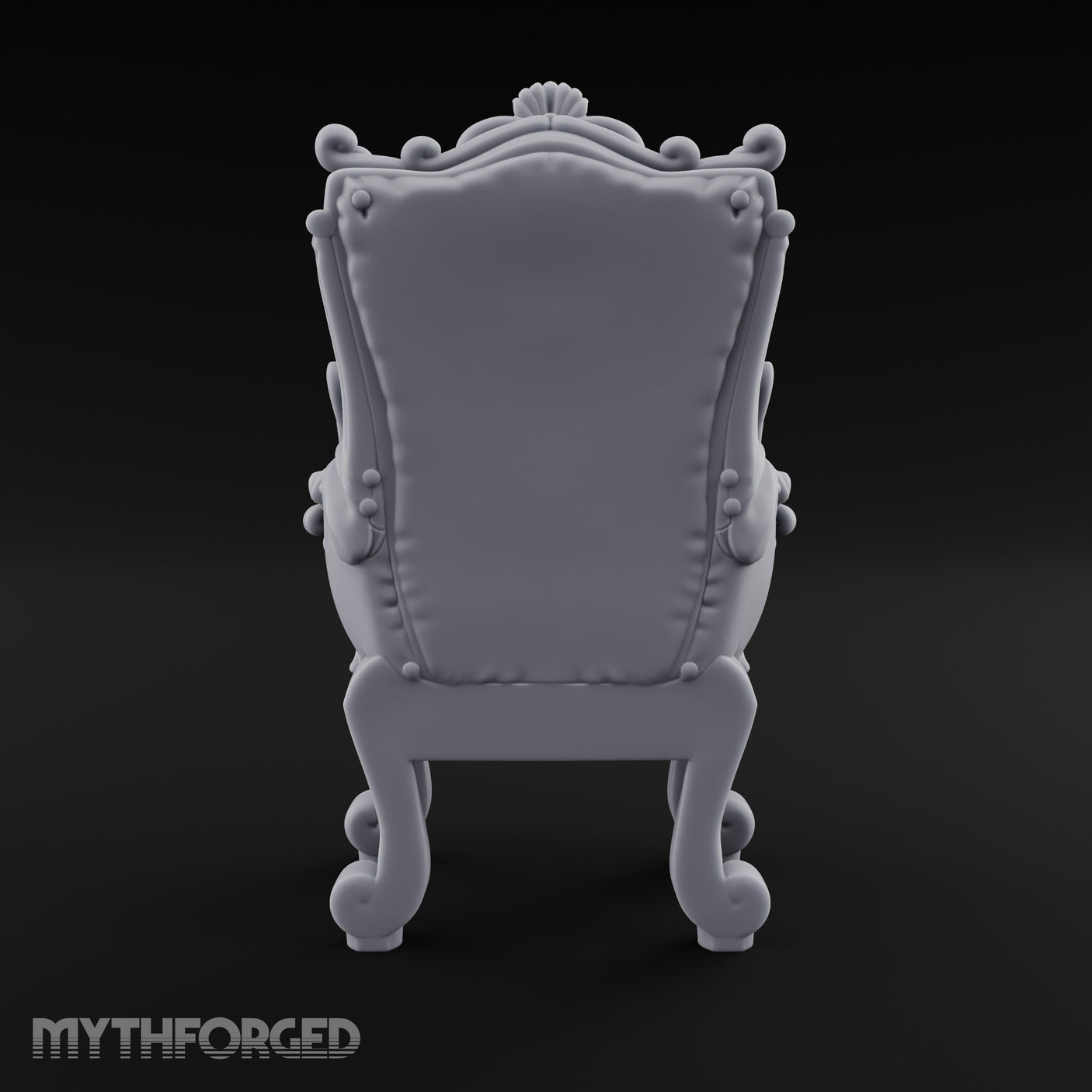 Button-Tufted Scroll-Carved Noble Armchair Miniature for Dungeons and Dragons, Pathfinder or other TTRPGs