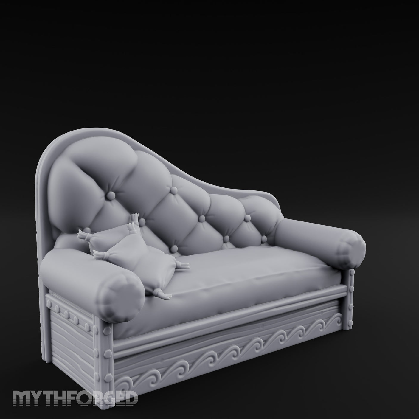 Button-Tufted Wave-Scrolled Pirate Captain's Chaise Lounge gallery 2