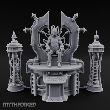 Cable-Pierced Spike-Crowned Mind Control Throne Set Miniature for Dungeons and Dragons, Pathfinder or other TTRPGs