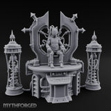Cable-Pierced Spike-Crowned Mind Control Throne Set Miniature for Dungeons and Dragons, Pathfinder or other TTRPGs