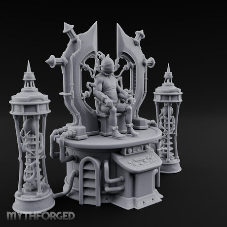 Cable-Pierced Spike-Crowned Mind Control Throne Set Miniature for Dungeons and Dragons, Pathfinder or other TTRPGs