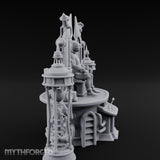Cable-Pierced Spike-Crowned Mind Control Throne Set Miniature for Dungeons and Dragons, Pathfinder or other TTRPGs