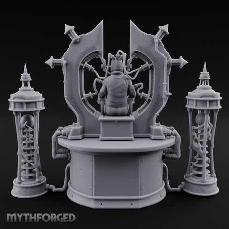 Cable-Pierced Spike-Crowned Mind Control Throne Set Miniature for Dungeons and Dragons, Pathfinder or other TTRPGs