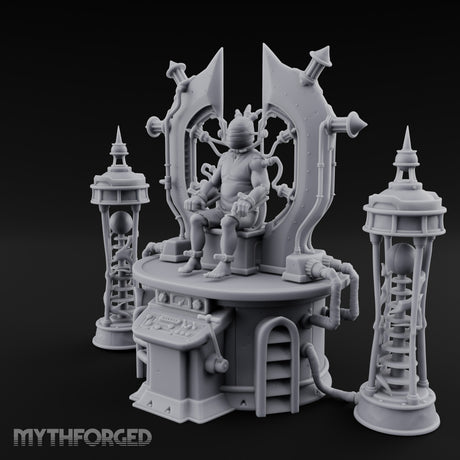 Cable-Pierced Spike-Crowned Mind Control Throne Set Miniature for Dungeons and Dragons, Pathfinder or other TTRPGs