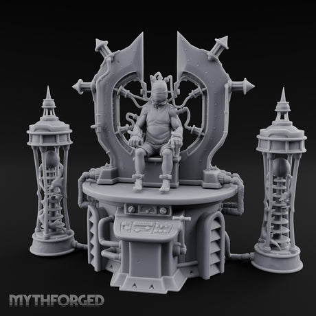 Cable-Pierced Spike-Crowned Mind Control Throne Set Miniature for Dungeons and Dragons, Pathfinder or other TTRPGs