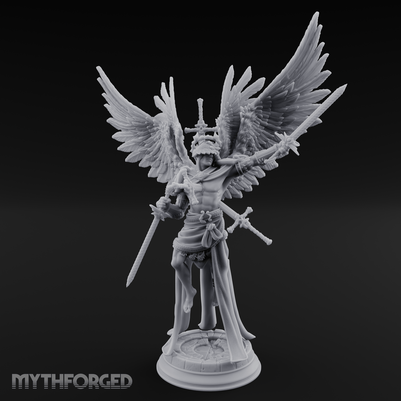 Wings Spread Wide Angel Paladin Miniature for Dungeons and Dragons, Pathfinder or other TTRPGs