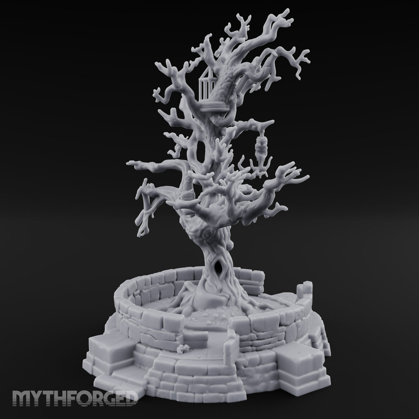Cage-Hung Effigy-Draped Cursed Ritual Tree Shrine Miniature for Dungeons and Dragons, Pathfinder or other TTRPGs