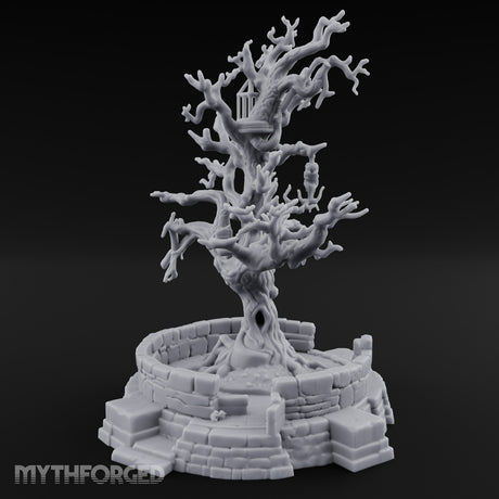 Cage-Hung Effigy-Draped Cursed Ritual Tree Shrine Miniature for Dungeons and Dragons, Pathfinder or other TTRPGs