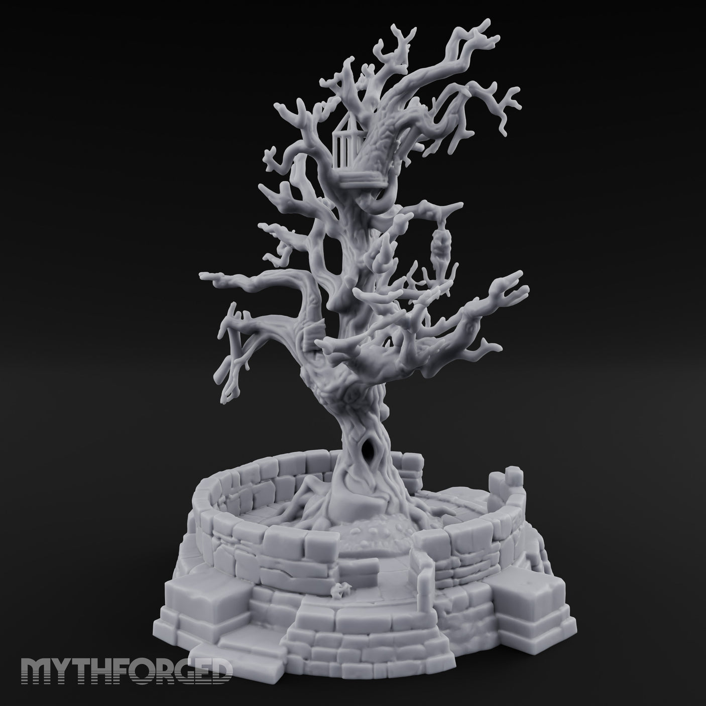 Cage-Hung Effigy-Draped Cursed Ritual Tree Shrine Miniature for Dungeons and Dragons, Pathfinder or other TTRPGs