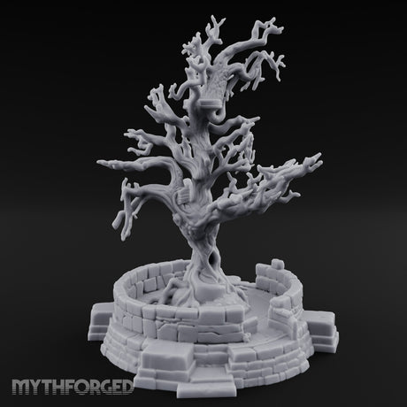 Cage-Hung Effigy-Draped Cursed Ritual Tree Shrine Miniature for Dungeons and Dragons, Pathfinder or other TTRPGs
