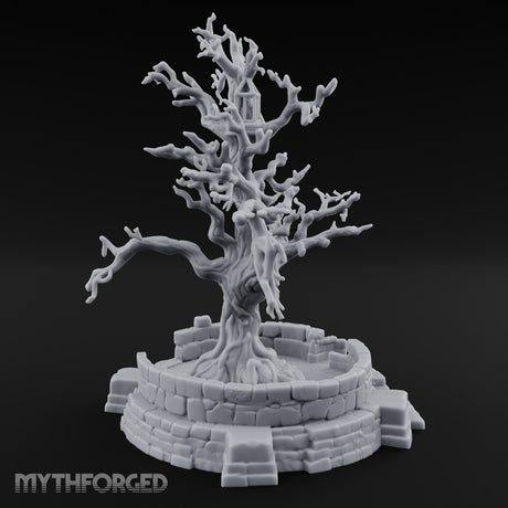 Cage-Hung Effigy-Draped Cursed Ritual Tree Shrine Miniature for Dungeons and Dragons, Pathfinder or other TTRPGs