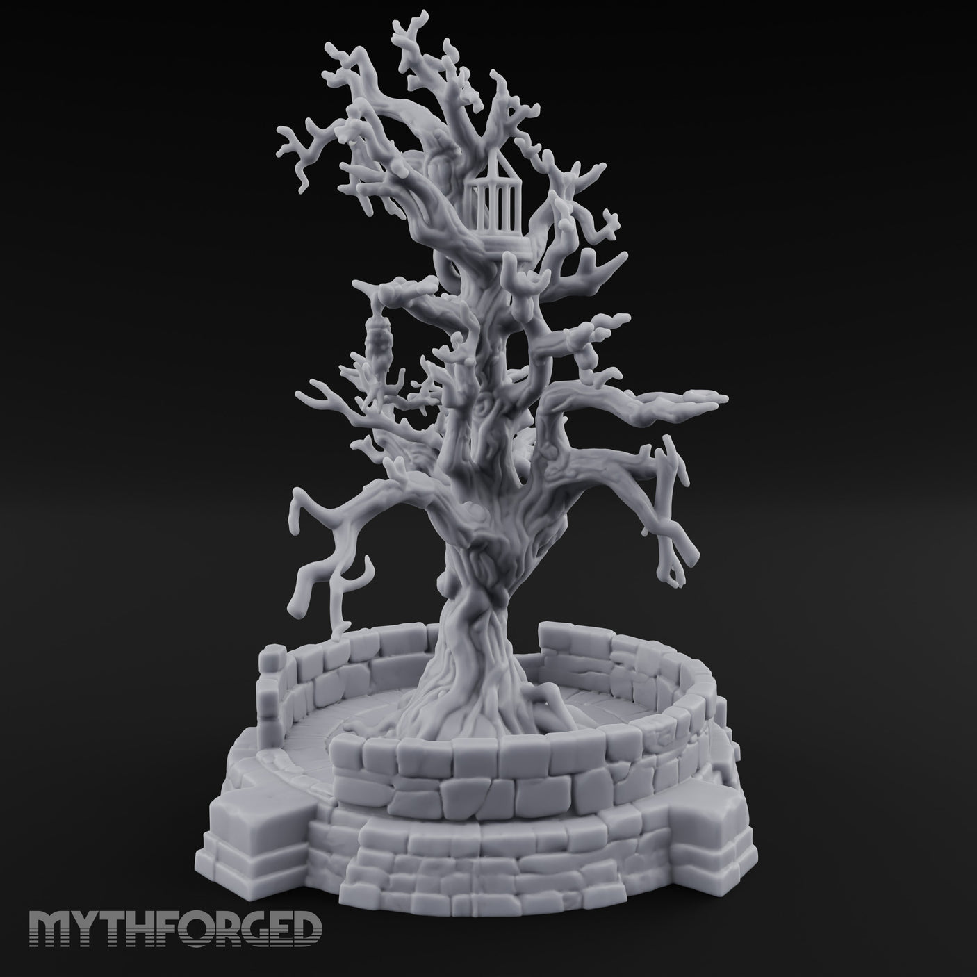Cage-Hung Effigy-Draped Cursed Ritual Tree Shrine Miniature for Dungeons and Dragons, Pathfinder or other TTRPGs