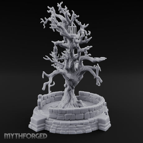 Cage-Hung Effigy-Draped Cursed Ritual Tree Shrine Miniature for Dungeons and Dragons, Pathfinder or other TTRPGs