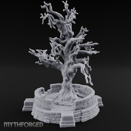 Cage-Hung Effigy-Draped Cursed Ritual Tree Shrine Miniature for Dungeons and Dragons, Pathfinder or other TTRPGs