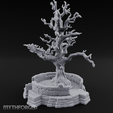 Cage-Hung Effigy-Draped Cursed Ritual Tree Shrine Miniature for Dungeons and Dragons, Pathfinder or other TTRPGs