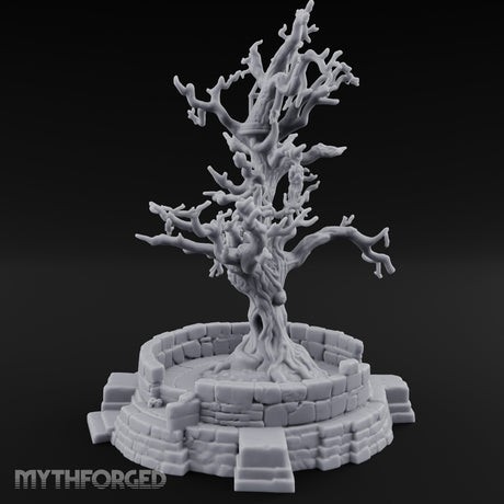 Cage-Hung Effigy-Draped Cursed Ritual Tree Shrine Miniature for Dungeons and Dragons, Pathfinder or other TTRPGs