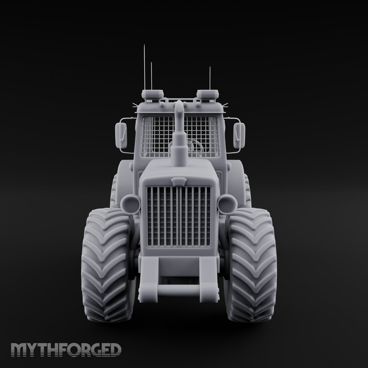 Cage-Windowed Antenna-Rigged Apocalypse Tractor Miniature for Dungeons and Dragons, Pathfinder or other TTRPGs