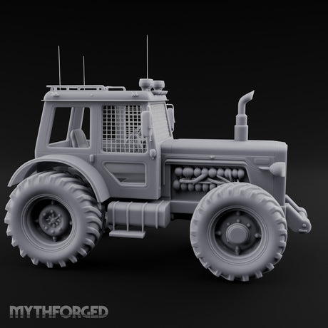 Cage-Windowed Antenna-Rigged Apocalypse Tractor Miniature for Dungeons and Dragons, Pathfinder or other TTRPGs