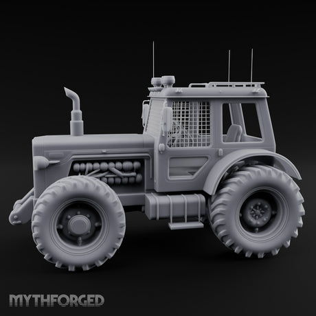Cage-Windowed Antenna-Rigged Apocalypse Tractor Miniature for Dungeons and Dragons, Pathfinder or other TTRPGs