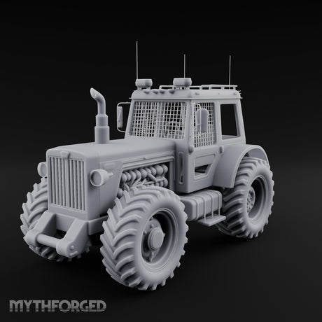 Cage-Windowed Antenna-Rigged Apocalypse Tractor Miniature for Dungeons and Dragons, Pathfinder or other TTRPGs