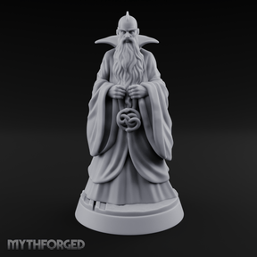 Broad-Shouldered Contemplative Wizard Miniature for Dungeons and Dragons, Pathfinder or other TTRPGs
