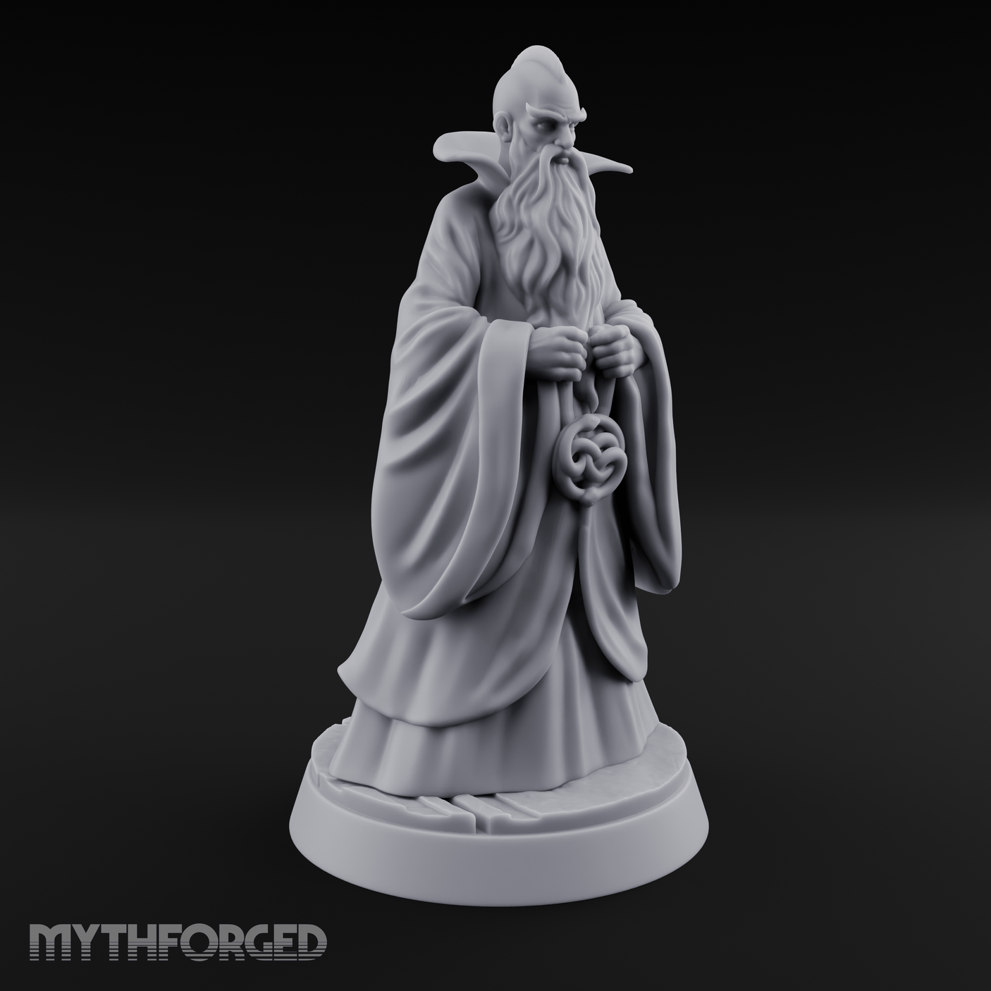 Broad-Shouldered Contemplative Wizard Miniature for Dungeons and Dragons, Pathfinder or other TTRPGs