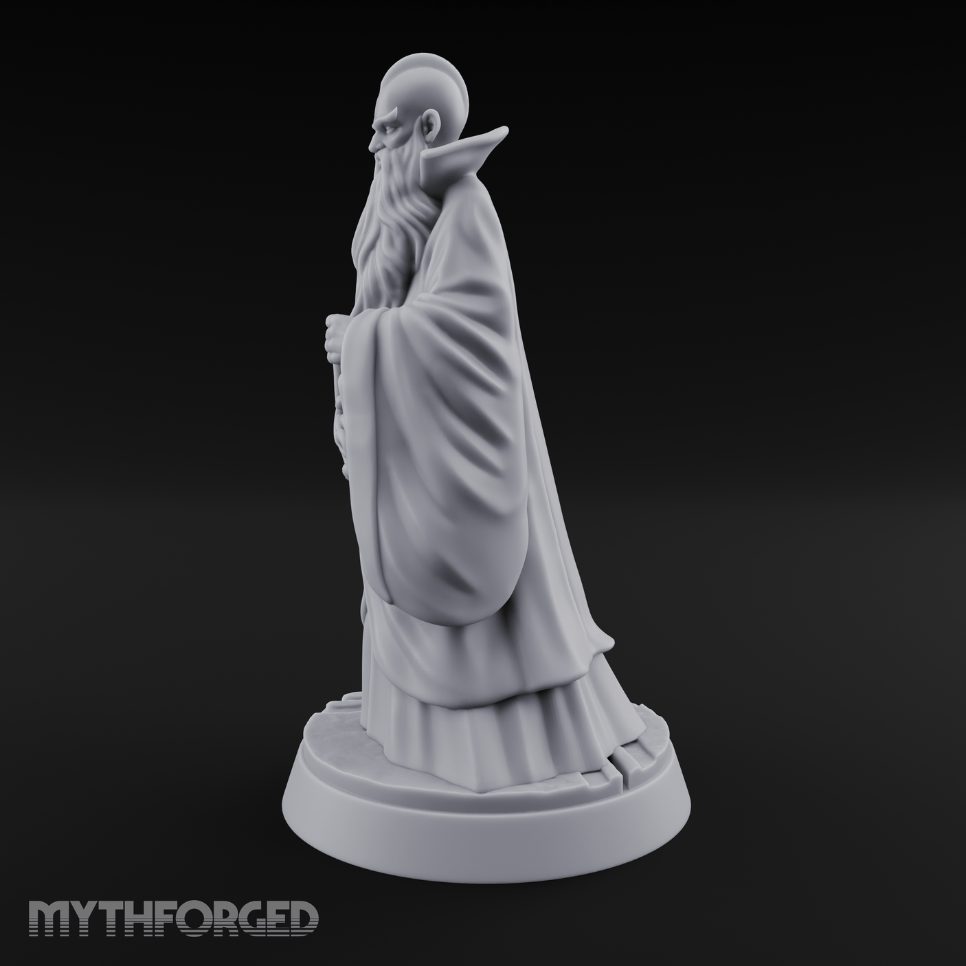 Broad-Shouldered Contemplative Wizard Miniature for Dungeons and Dragons, Pathfinder or other TTRPGs