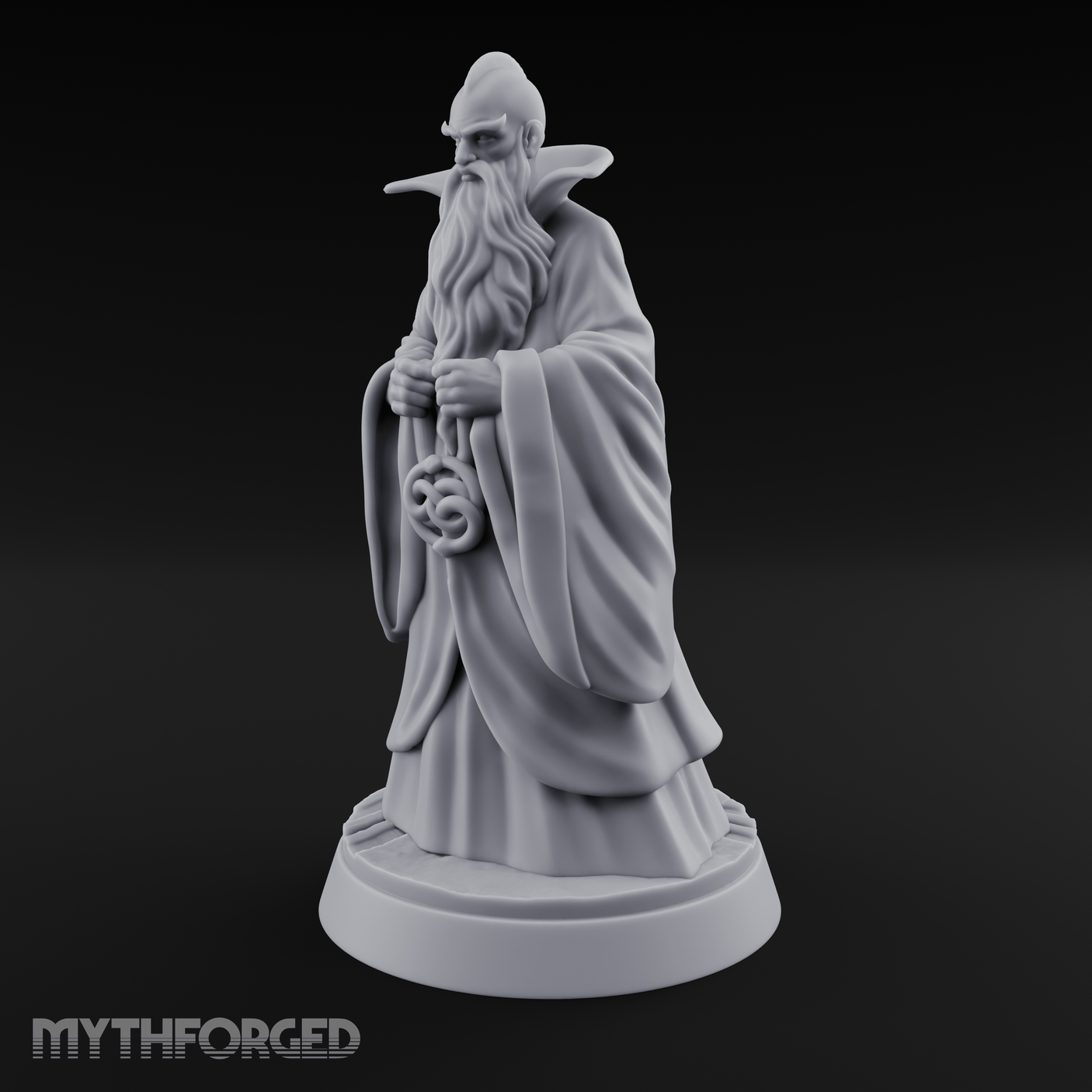 Broad-Shouldered Contemplative Wizard Miniature for Dungeons and Dragons, Pathfinder or other TTRPGs