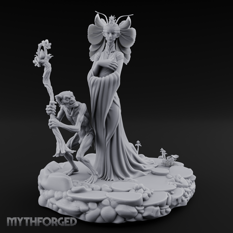 Butterfly Winged Towering Fey Lord Enchantress Miniature for Dungeons and Dragons, Pathfinder or other TTRPGs