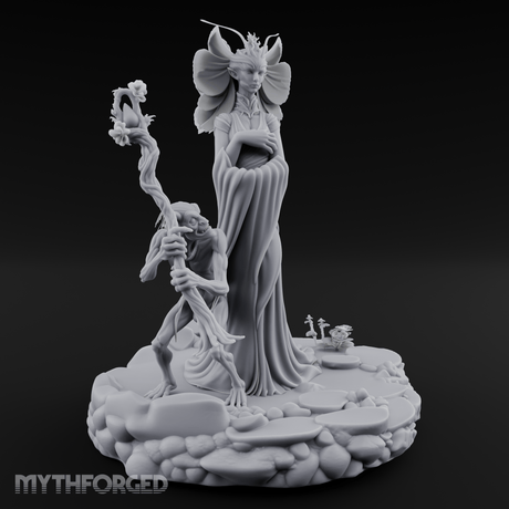 Butterfly Winged Towering Fey Lord Enchantress Miniature for Dungeons and Dragons, Pathfinder or other TTRPGs
