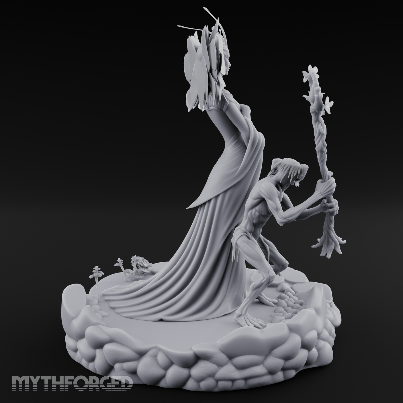 Butterfly Winged Towering Fey Lord Enchantress Miniature for Dungeons and Dragons, Pathfinder or other TTRPGs
