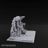 Candelabra-Flanked Filigree-Gated Gothic Cathedral Doorway Ruins Miniature for Dungeons and Dragons, Pathfinder or other TTRPGs