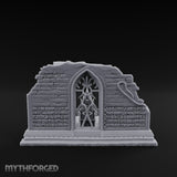 Candelabra-Flanked Filigree-Gated Gothic Cathedral Doorway Ruins Miniature for Dungeons and Dragons, Pathfinder or other TTRPGs