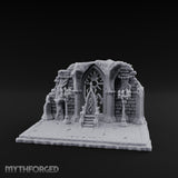 Candelabra-Flanked Filigree-Gated Gothic Cathedral Doorway Ruins Miniature for Dungeons and Dragons, Pathfinder or other TTRPGs