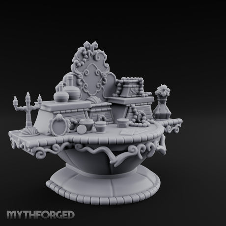 Candelabra-Lit Potion-Strewn Noble Vanity Table Miniature for Dungeons and Dragons, Pathfinder or other TTRPGs