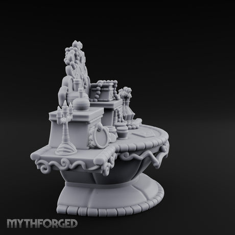 Candelabra-Lit Potion-Strewn Noble Vanity Table Miniature for Dungeons and Dragons, Pathfinder or other TTRPGs