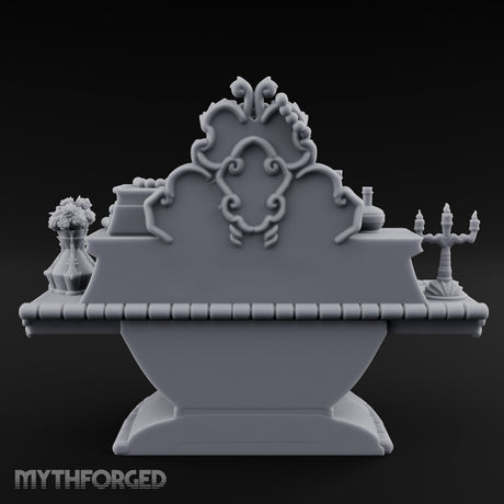 Candelabra-Lit Potion-Strewn Noble Vanity Table Miniature for Dungeons and Dragons, Pathfinder or other TTRPGs