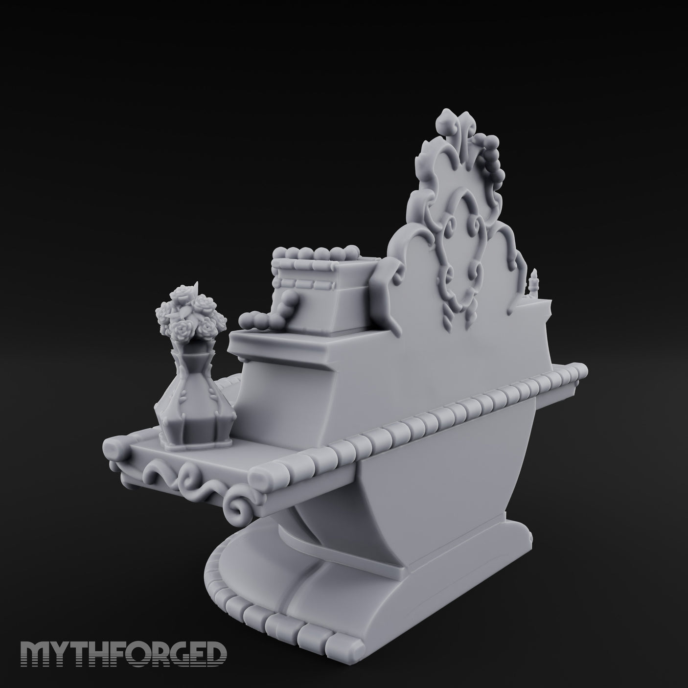 Candelabra-Lit Potion-Strewn Noble Vanity Table Miniature for Dungeons and Dragons, Pathfinder or other TTRPGs