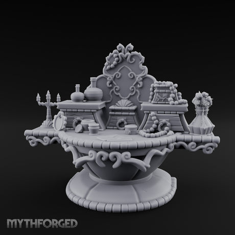 Candelabra-Lit Potion-Strewn Noble Vanity Table Miniature for Dungeons and Dragons, Pathfinder or other TTRPGs