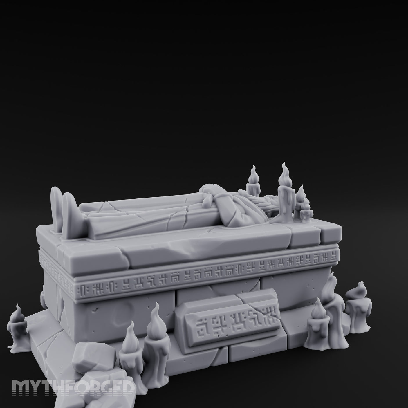 Candle-Circled Rune-Banded Funerary Tomb Effigy gallery 2