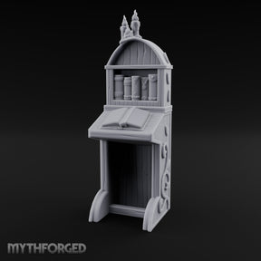 Candle-Crowned Tome-Racked Scholar's Secretary Desk Miniature for Dungeons and Dragons, Pathfinder or other TTRPGs